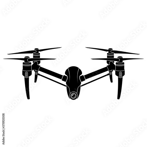 Drone icon. Copter, quadcopter with action camera. Vector illustration.