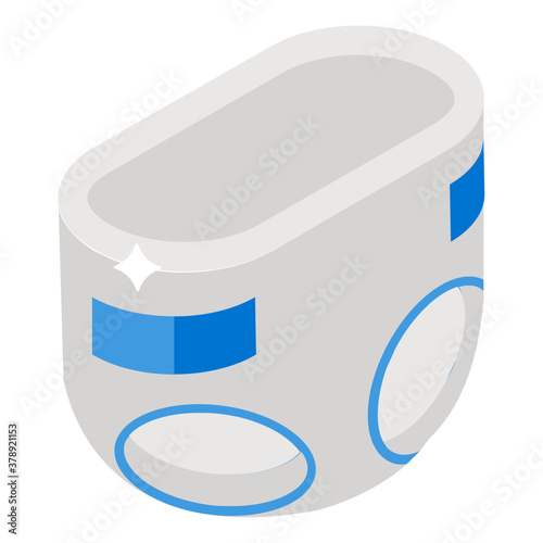 
Swaddling clothes, diaper icon in isometric style 
