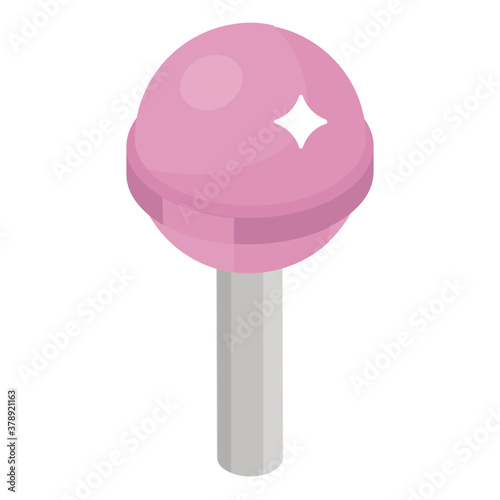 
A lollipop, sugar hard candy mounted on a stick 
