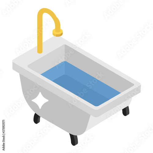 
Modern style icon of bath, a washroom amenity
