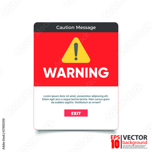 Modern warning pop up in flat design. Design for website, notification, service. Eps 10 vector illustration