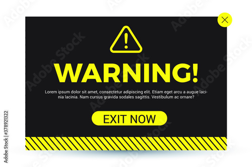 Modern warning pop up in flat design. Design for website, notification, service. Eps 10 vector illustration
