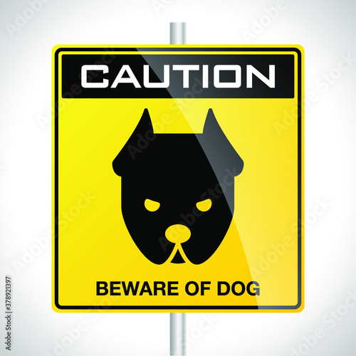 Beware of dog sign. Warning sign. Eps 10 vector illustration.