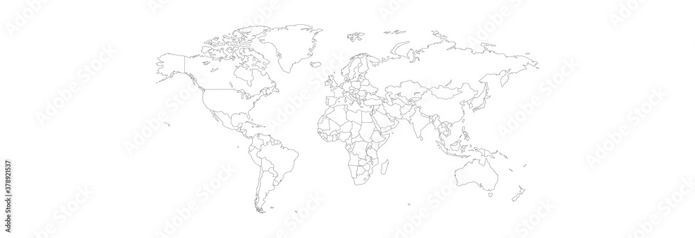 Outline map of the world in gray on a white background.