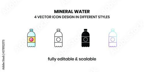 Mineral water Vector illustration icons in different style