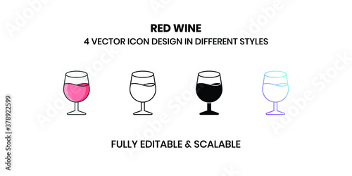Red Wine Vector illustration icons in different style