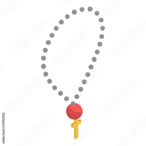 
A chain of beads with holy cross showing concept of prayer beads icon
