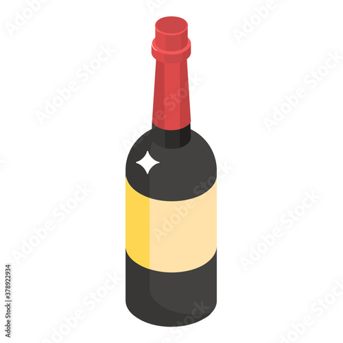 
Celebration champagne, wine bottle vector in isometric design 
