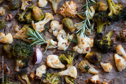 Cauliflower  broccoli and other cooked vegetables with rosemary