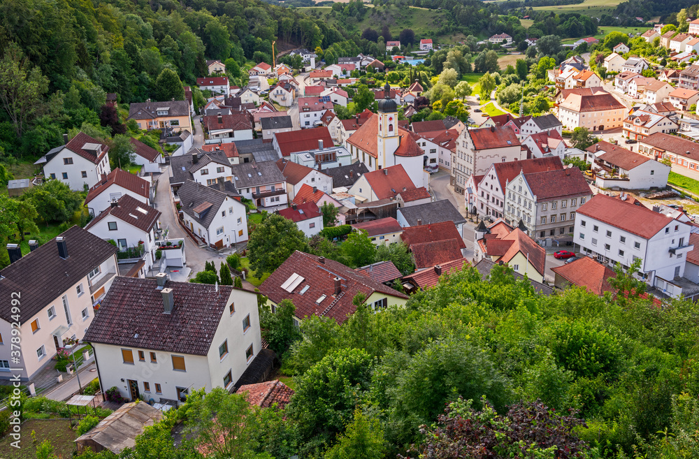 Altmannstein village in the Altmuehltal valley Altmannstein village in the Altmuehltal valley