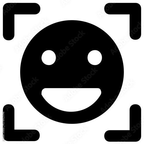 
Icon of facial recognition in solid design, face scanning vector 
