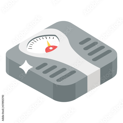 
Scale to measure weight, weight machine icon in isometric style 
