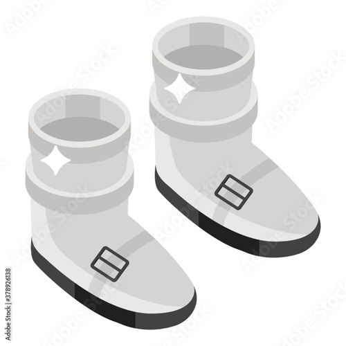 
Icon of high shoes in isometric style, footwear accessory 
