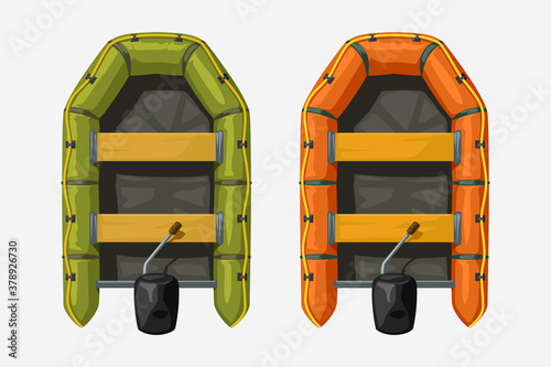 two inflatable boats top view on white