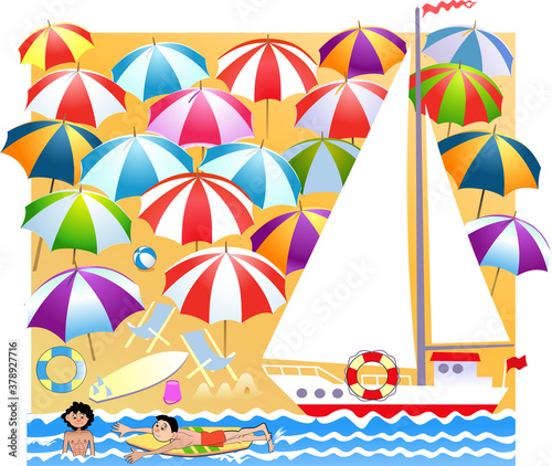 parasols and yacht