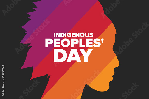 Indigenous Peoples Day. Holiday concept. Template for background, banner, card, poster with text inscription. Vector EPS10 illustration.