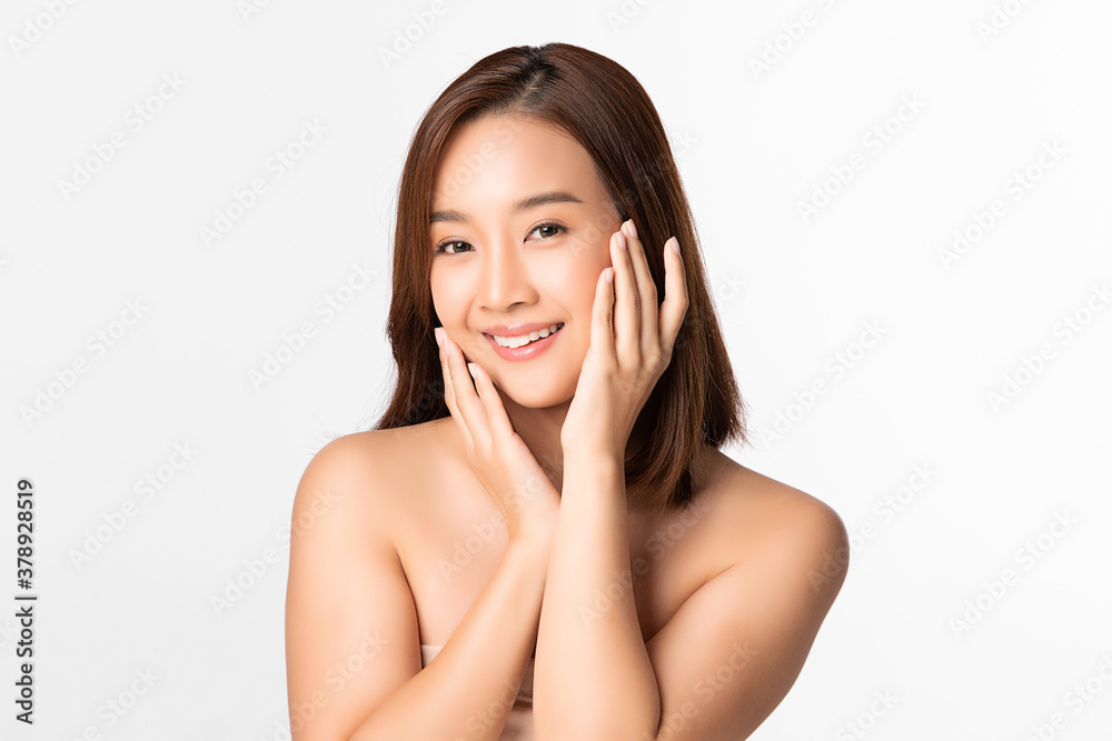 Beautiful young asian woman with clean fresh skin on white background, Face care, Facial treatment, Cosmetology, beauty and spa, Asian women portrait Beautiful young asian woman with clean fresh skin on white background, Face care, Facial treatment, Cosmetology, beauty and spa, Asian women portrait