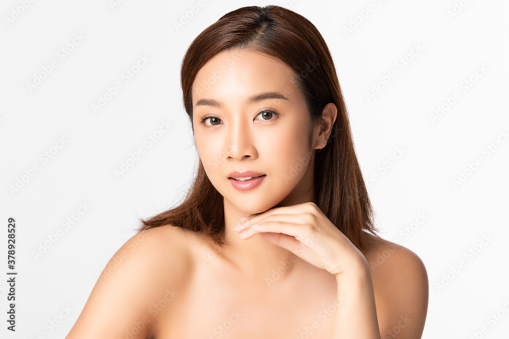Beautiful young asian woman with clean fresh skin on white background, Face care, Facial treatment, Cosmetology, beauty and spa, Asian women portrait Beautiful young asian woman with clean fresh skin on white background, Face care, Facial treatment, Cosmetology, beauty and spa, Asian women portrait