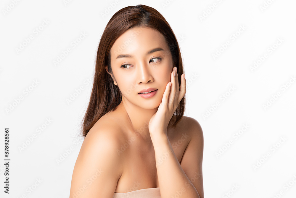 Beautiful young asian woman with clean fresh skin on white background, Face care, Facial treatment, Cosmetology, beauty and spa, Asian women portrait Beautiful young asian woman with clean fresh skin on white background, Face care, Facial treatment, Cosmetology, beauty and spa, Asian women portrait