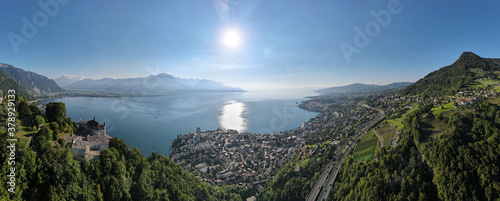 Amazing panorama above the alps and the Swiss riviera. 