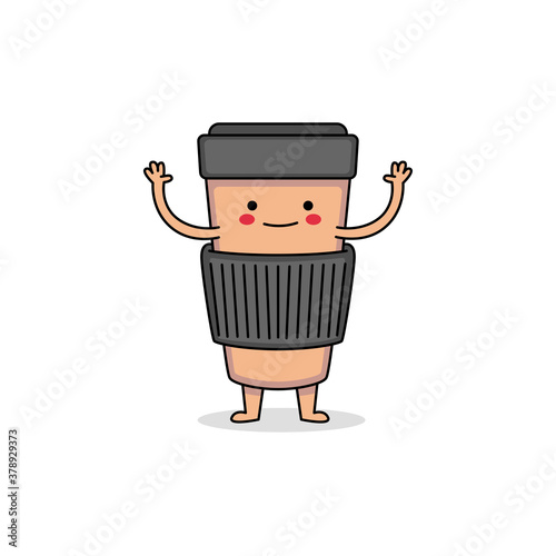 Cute coffee cup cartoon character
