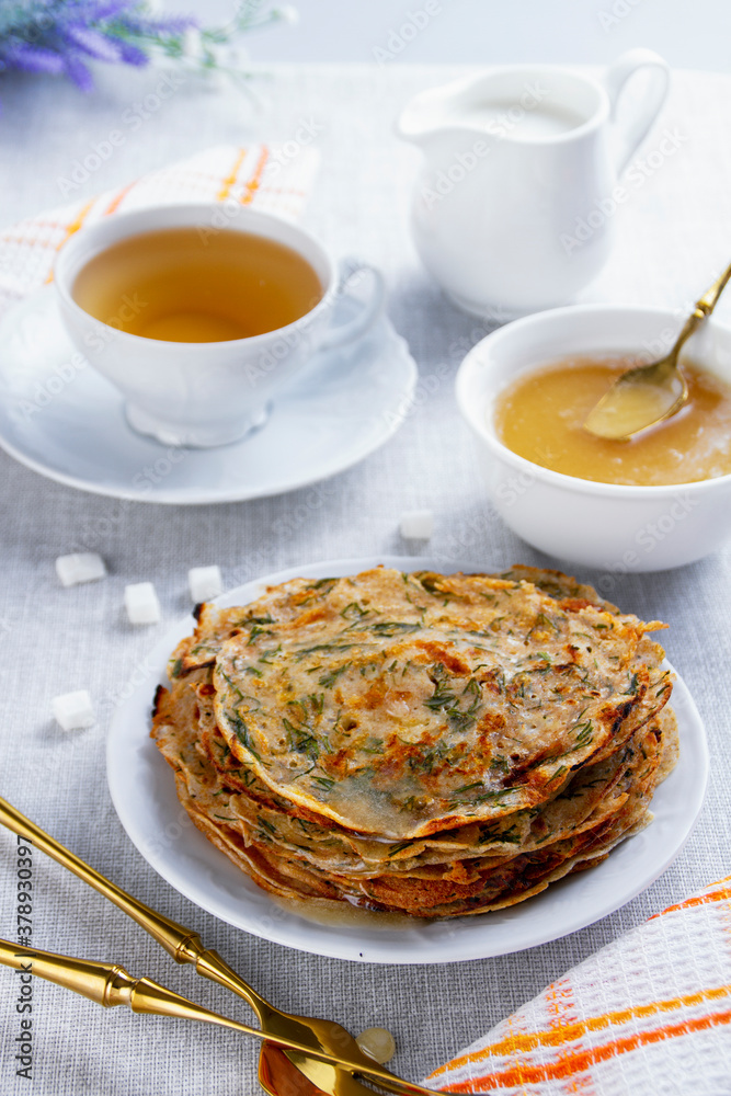 pancakes with honey pancakes with honey