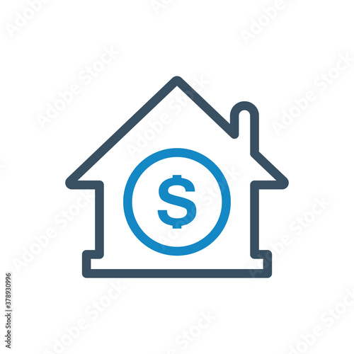 Home loan house icon (vector illustration)