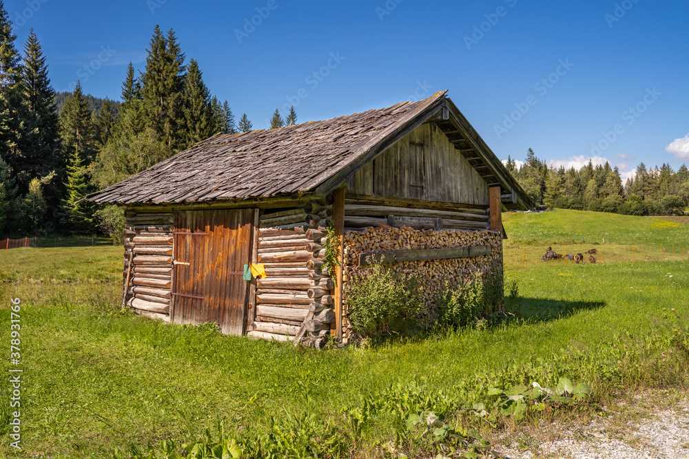 Old Wooden Hut in The Pasture