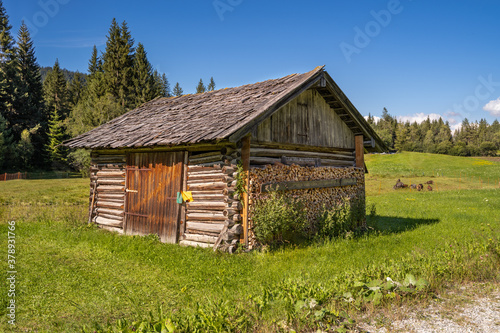 Old Wooden Hut in The Pasture