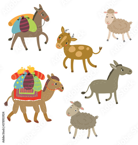 
Vector animals, camel, donkey and others