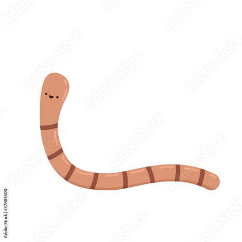 Earthworm cartoon vector. Earthworm on white background.