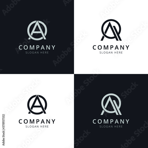 AO AQ letter initial logo templates