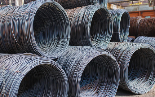 building armature are located in the warehouse of metallurgical products. Element of the constructional structure.