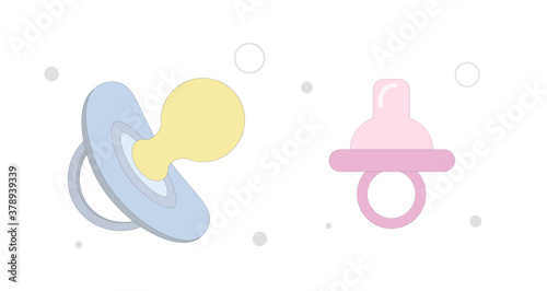 baby dummy flat icon set with long shadow. baby dummy vector flat illustration on white background