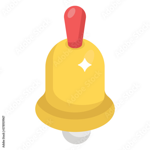 
Icon of jingle bell in isometric style, editable vector 
