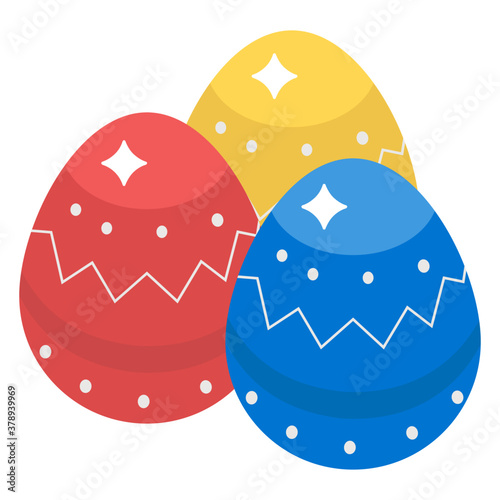 Icon of easter eggs in isometric design