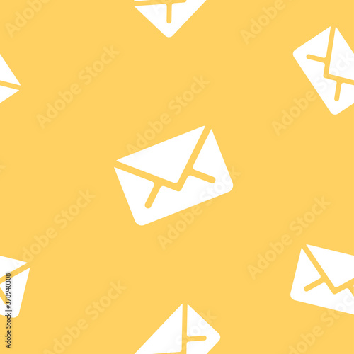 Email message seamless pattern on orange background mail document letter correspondence