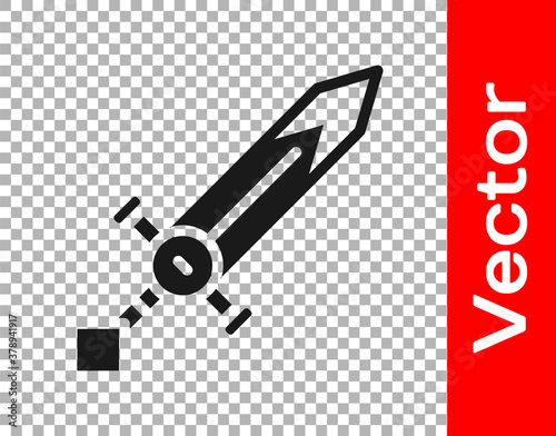 Black Medieval sword icon isolated on transparent background. Medieval weapon.  Vector.