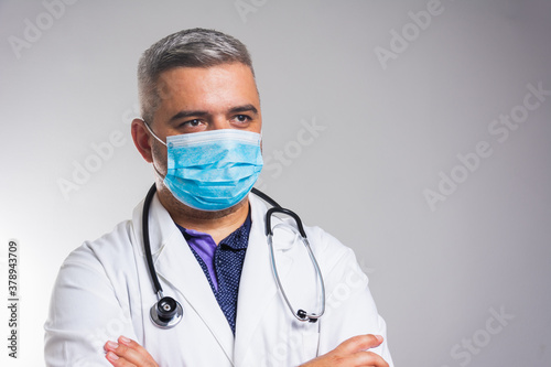 Doctor Wearing Medical Mask Isolated. 