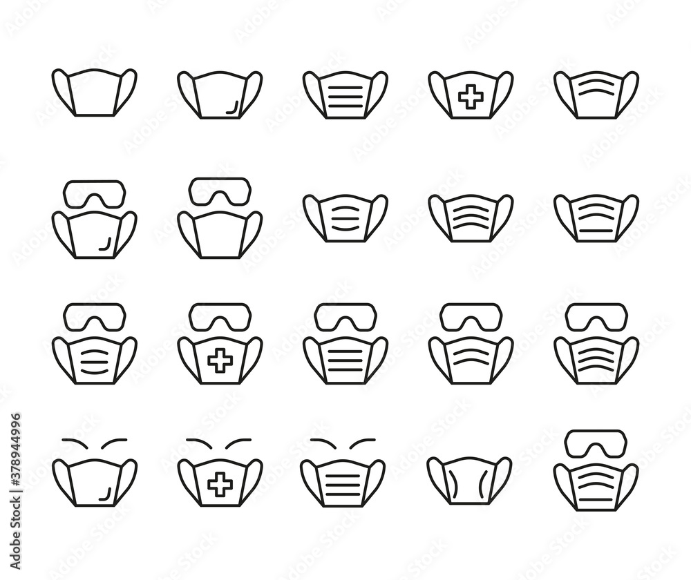 Set of Outline Vector Icons Related With Mask, medical prevention. Modern Style, Premium Quality. Set of Outline Vector Icons Related With Mask, medical prevention. Modern Style, Premium Quality.