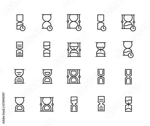 Set of Outline Vector Icons Related With Sand Clock  Time. Modern Style  Premium Quality.