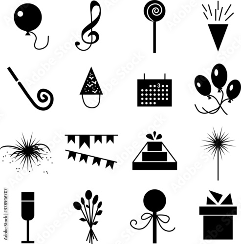 holidays icon set black