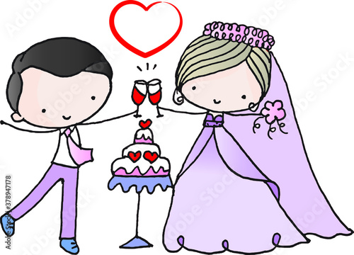 groom and bride vector 