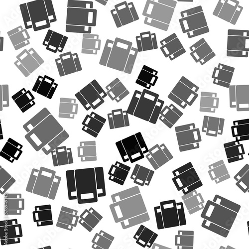 Black Police assault shield icon isolated seamless pattern on white background. Vector.