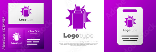 Logotype Hand grenade icon isolated on white background. Bomb explosion. Logo design template element. Vector.