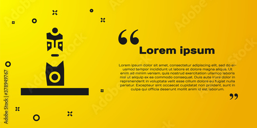 Black Slavic pagan idol icon isolated on yellow background. Antique ritual wooden idol. Vector.