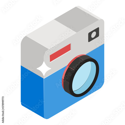 
Camera, photographic tool icon isometric design 
