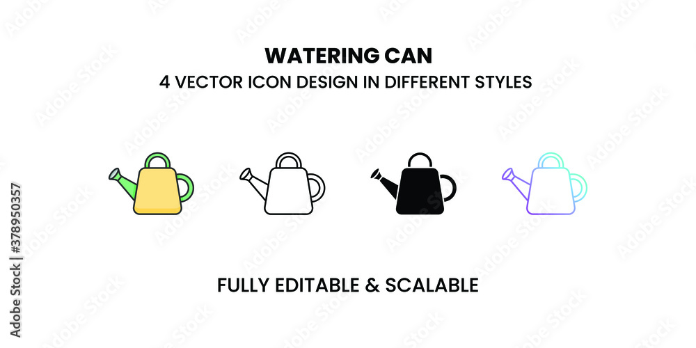 Watering Can Vector illustration icons in different style
