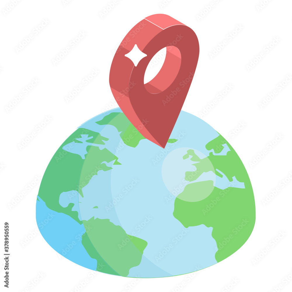 Isometric icon of location globe, worldwide global gps service
Isometric icon of location globe, worldwide global gps service