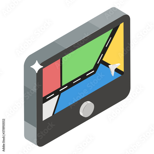 
Device location app or gps coordinate vector in isometric design 
